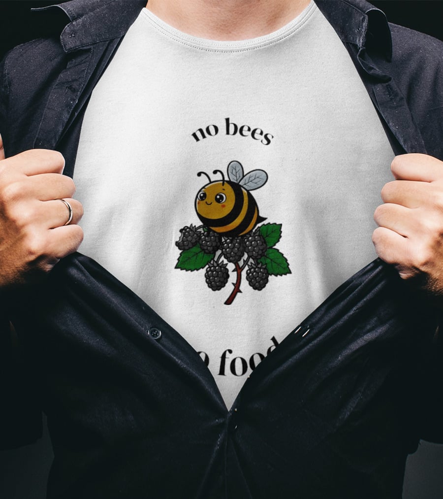 No Bees No Food Cute Bee On Leaf T-Shirt