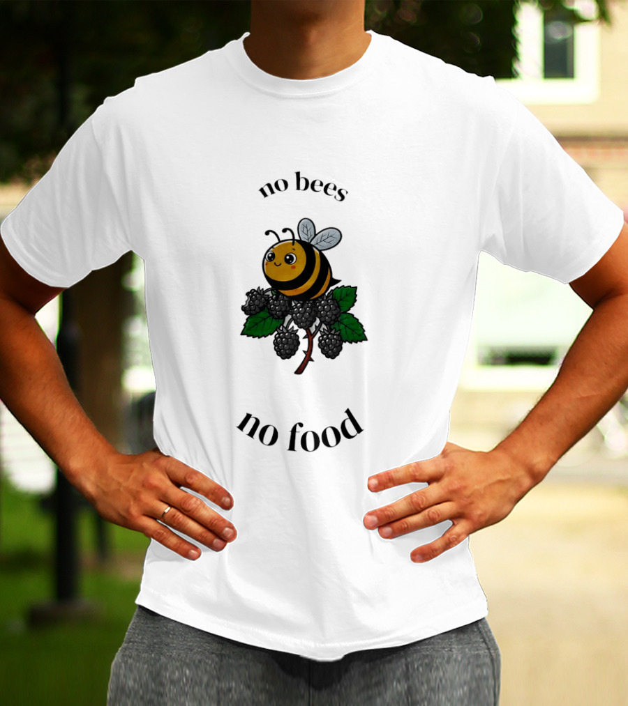 No Bees No Food Cute Bee On Leaf T-Shirt
