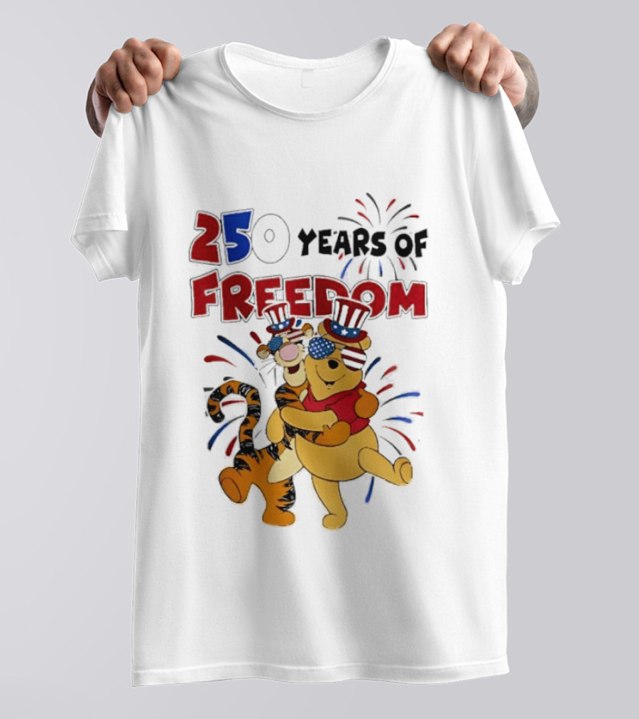 250 Years Of Freedom Winnie The Pooh And Tiger Celebration T-Shirt