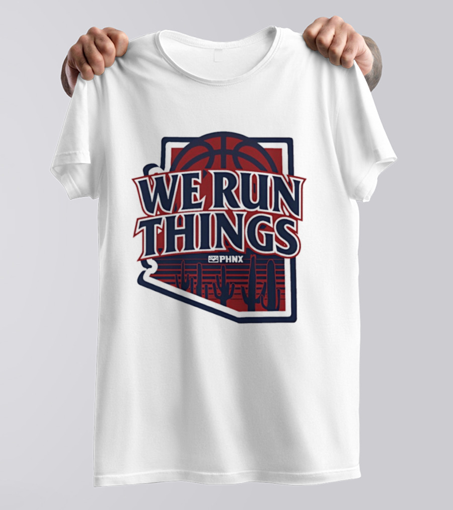 PHNX We Run Things Cactus Basketball Desert Scene T-Shirt