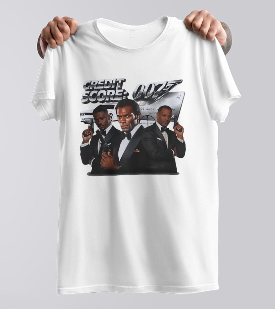 CREDIT SCORE 007 James Bond Style With Agents And Luxury Car T-Shirt
