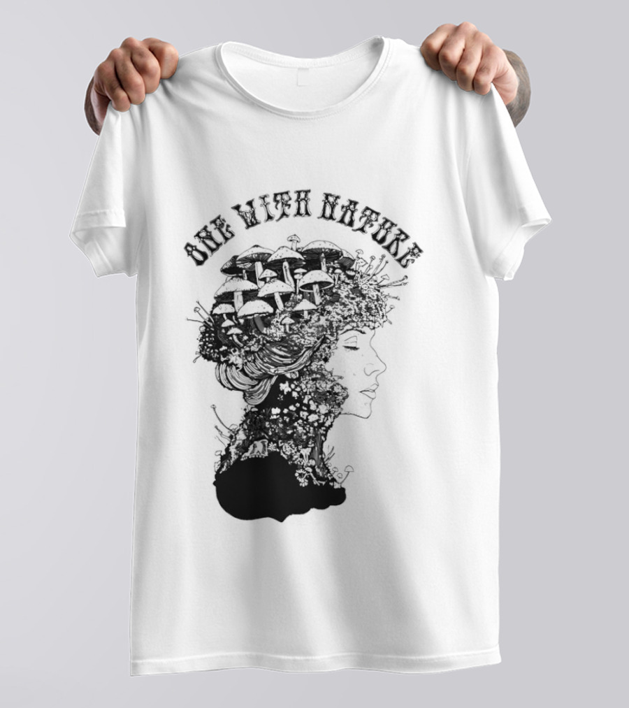 One With Nature Women Mushroom Psychedelic Fungi T-Shirt