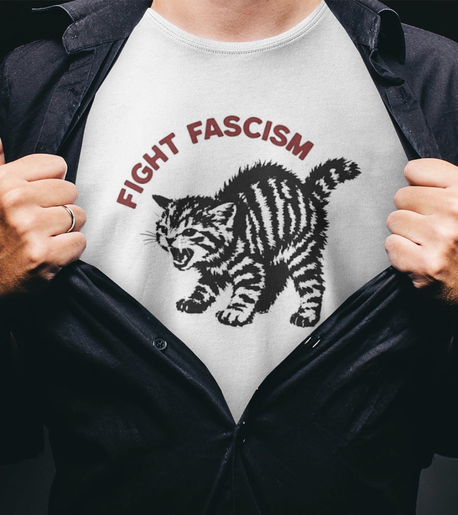Fight Fascism Grumpy Cat Puffed Up T-Shirt