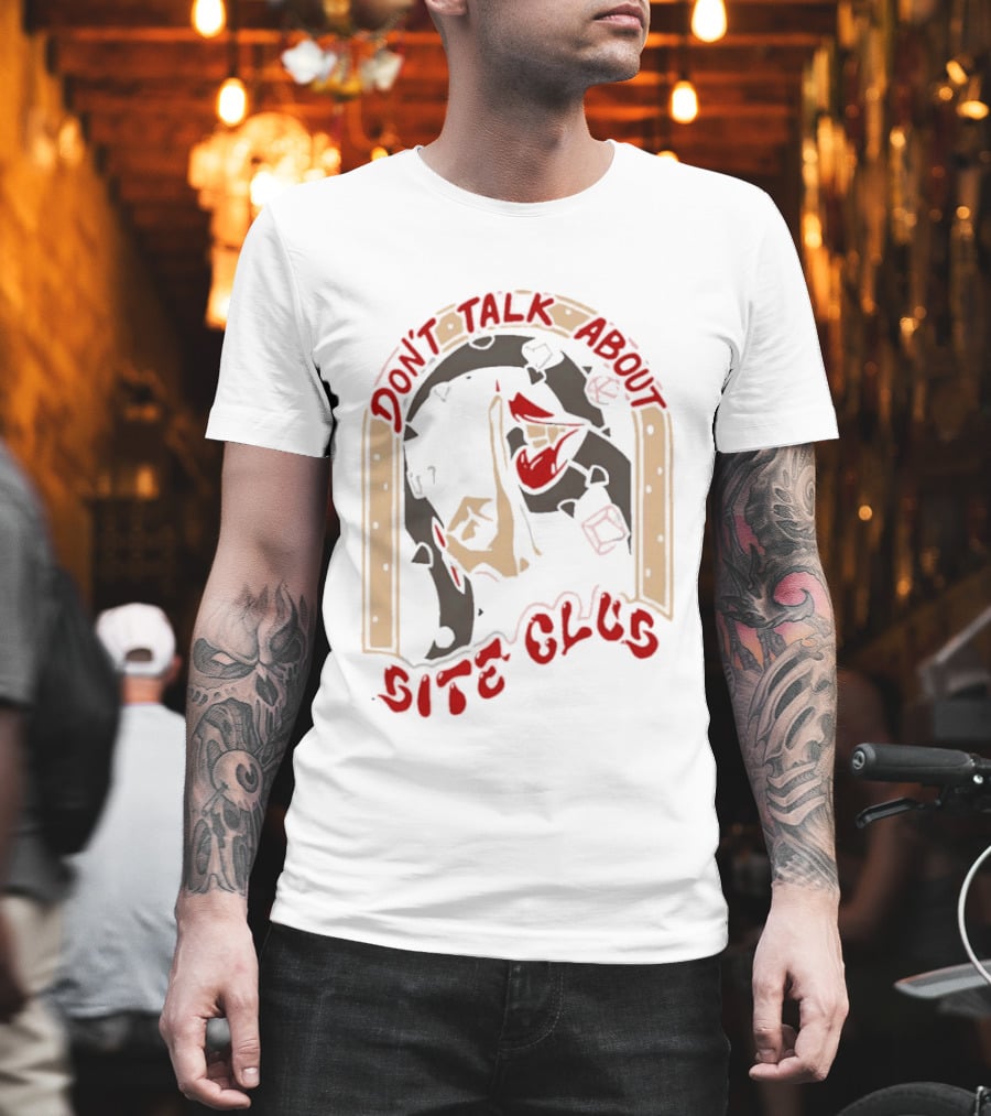 Don't Talk About Bite Club Sealed Lips Finger Gesture T-Shirt