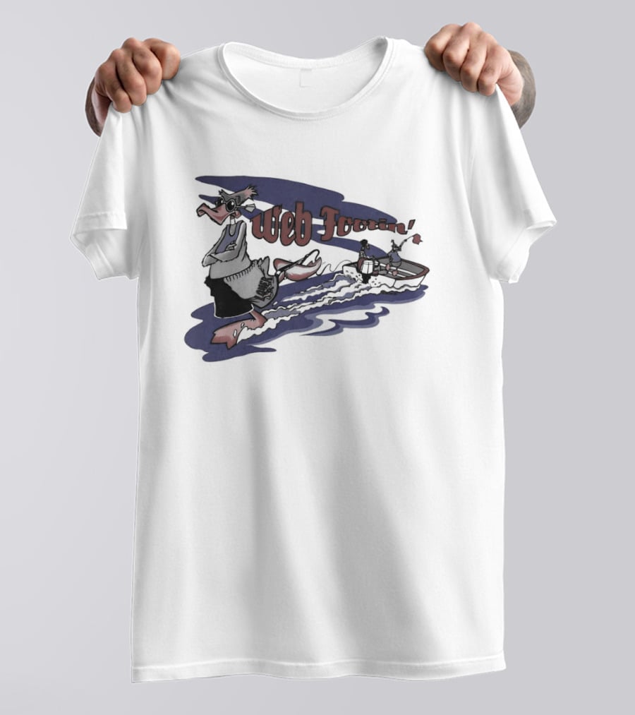 Web Footin' Cartoon Duck Boating Adventure T-Shirt