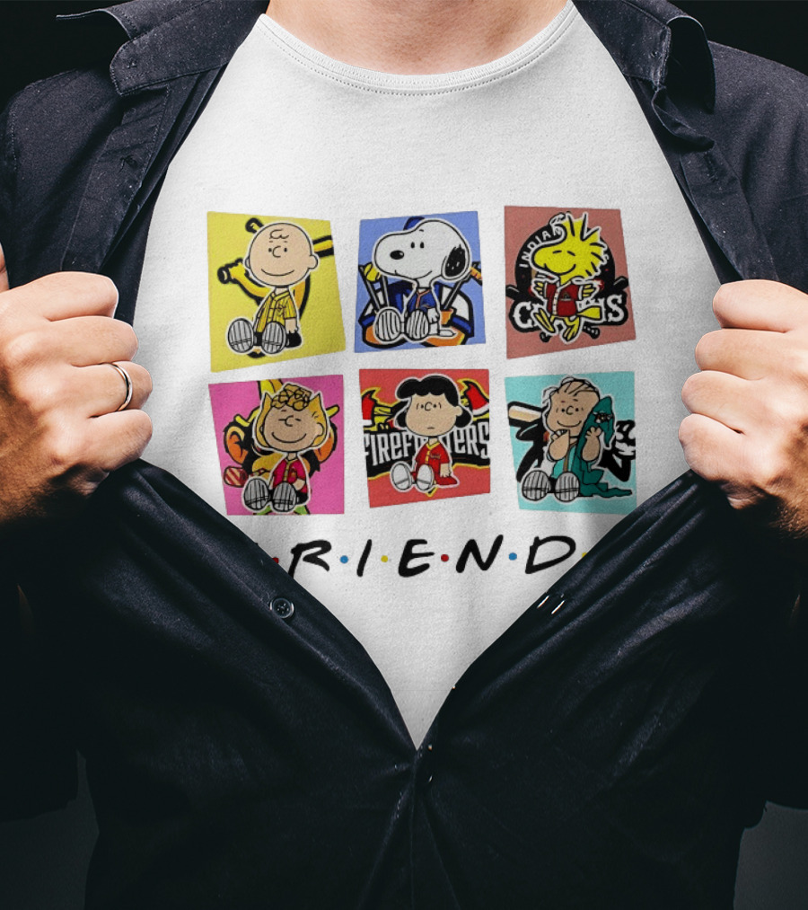 FRIENDS Peanuts Characters Indianapolis Colts, Firefighters, And Snoopy T-Shirt