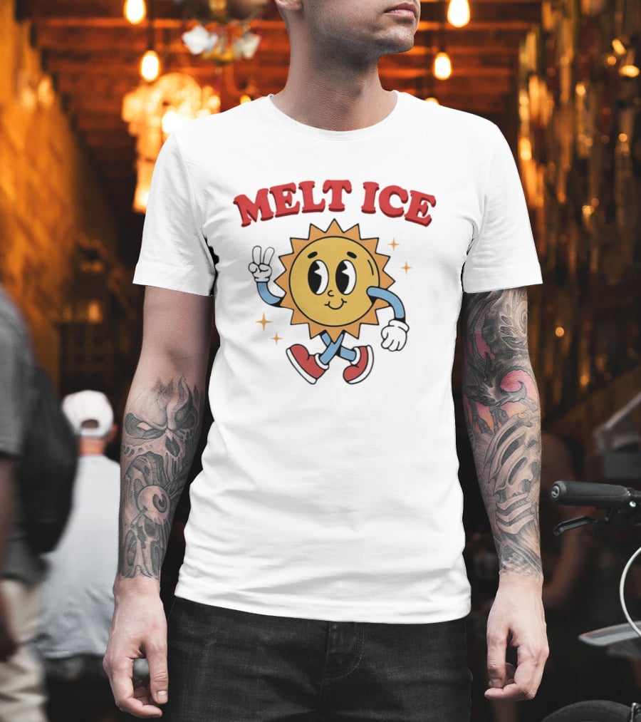 Melt ICE Peace Sign Sun Cartoon T-Shirt
