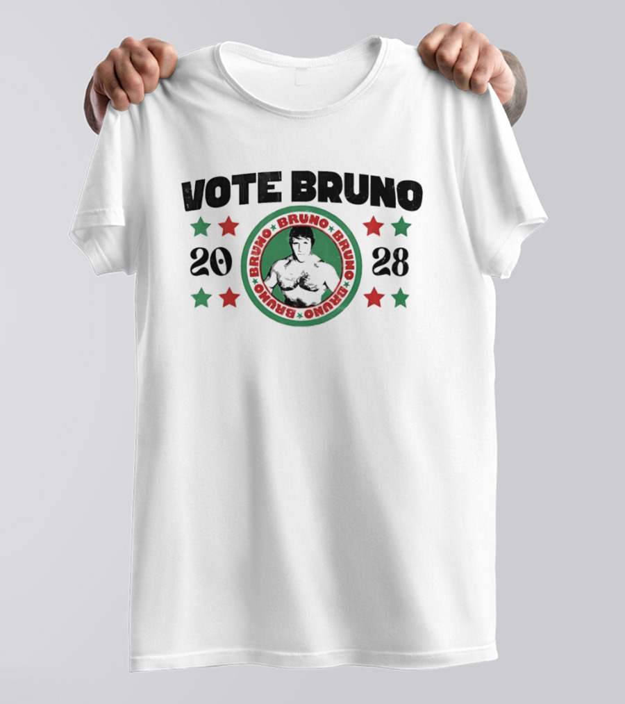 Vote Bruno 2028 Green Red Stars T-Shirt