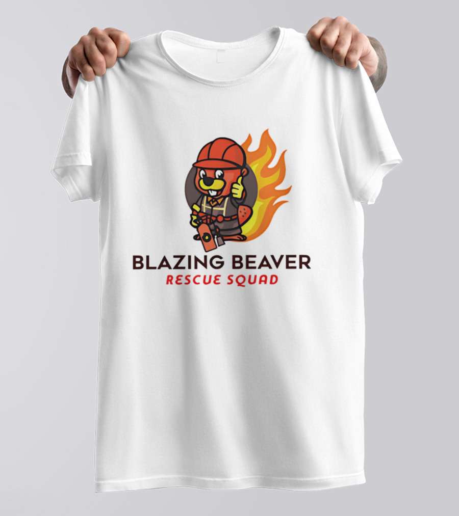 Blazing Beaver Firefighter Mascot Rescue Squad Flame T-Shirt