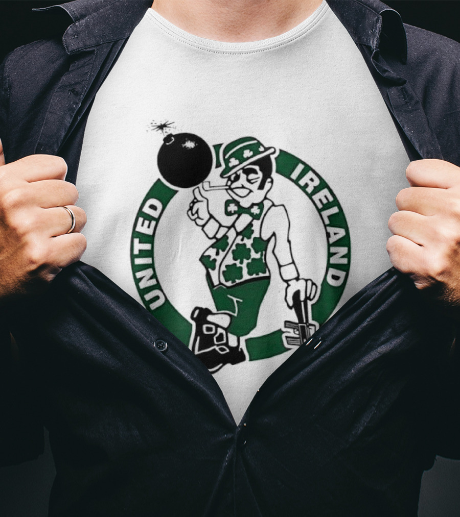Boston Celtics United Ireland Mascot Holding Traditional T-Shirt