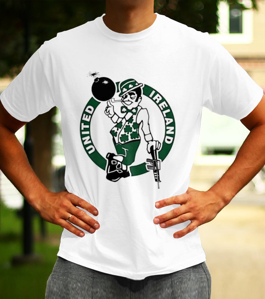 Boston Celtics United Ireland Mascot Holding Traditional T-Shirt
