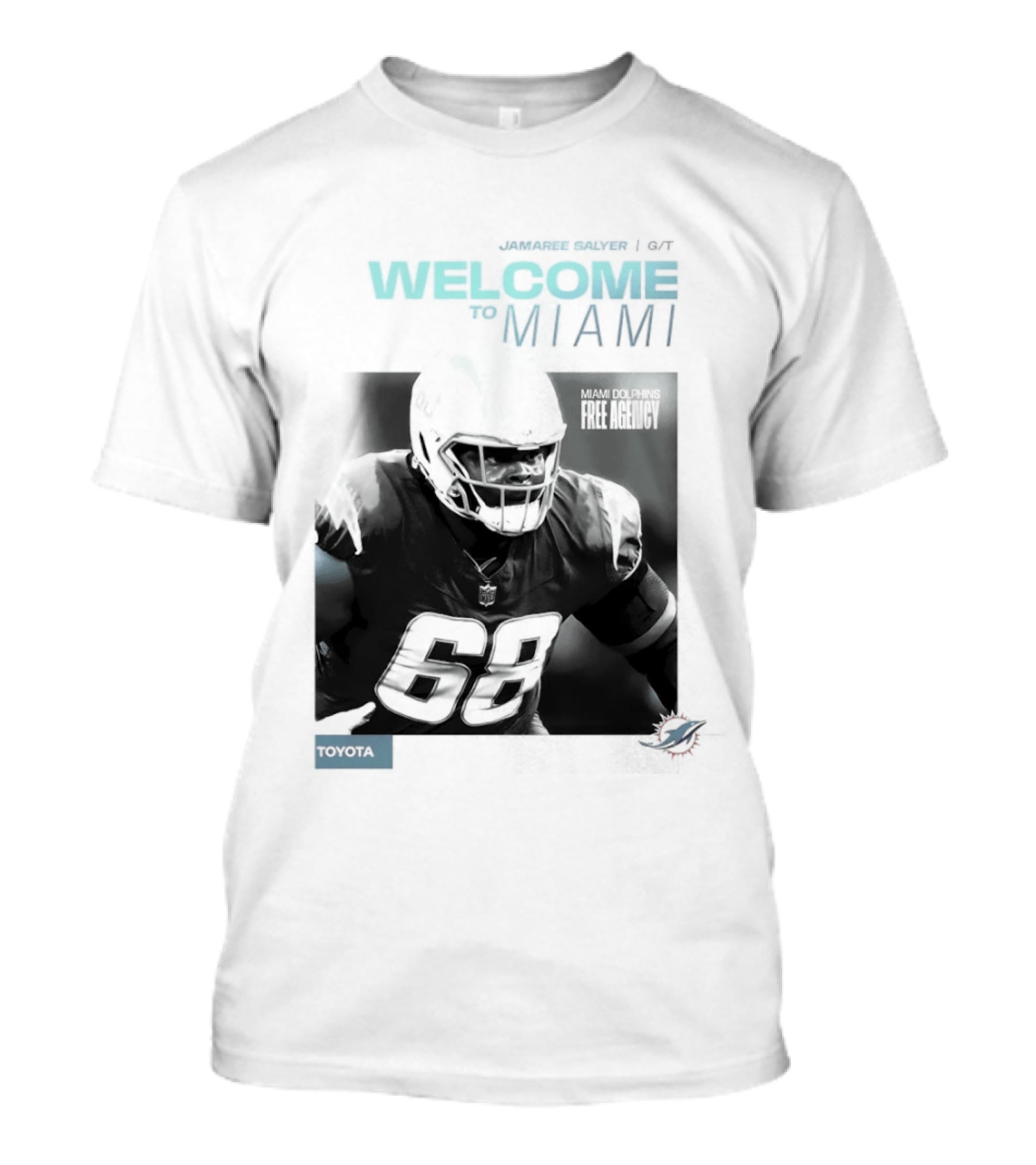Jamaree Salyer Welcome To Miami Dolphins NFL Number 68 Fan T-Shirt