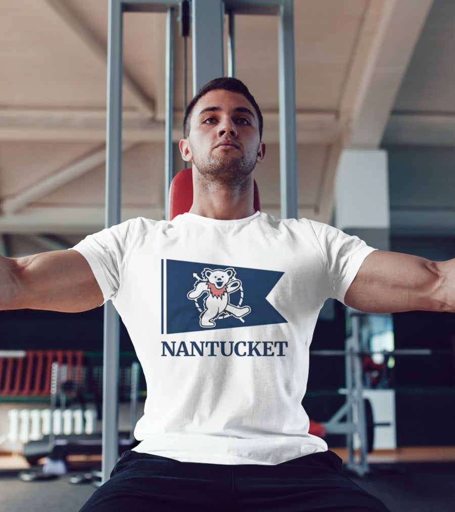 Nantucket Bear With Flag And Pink Scarf T-Shirt