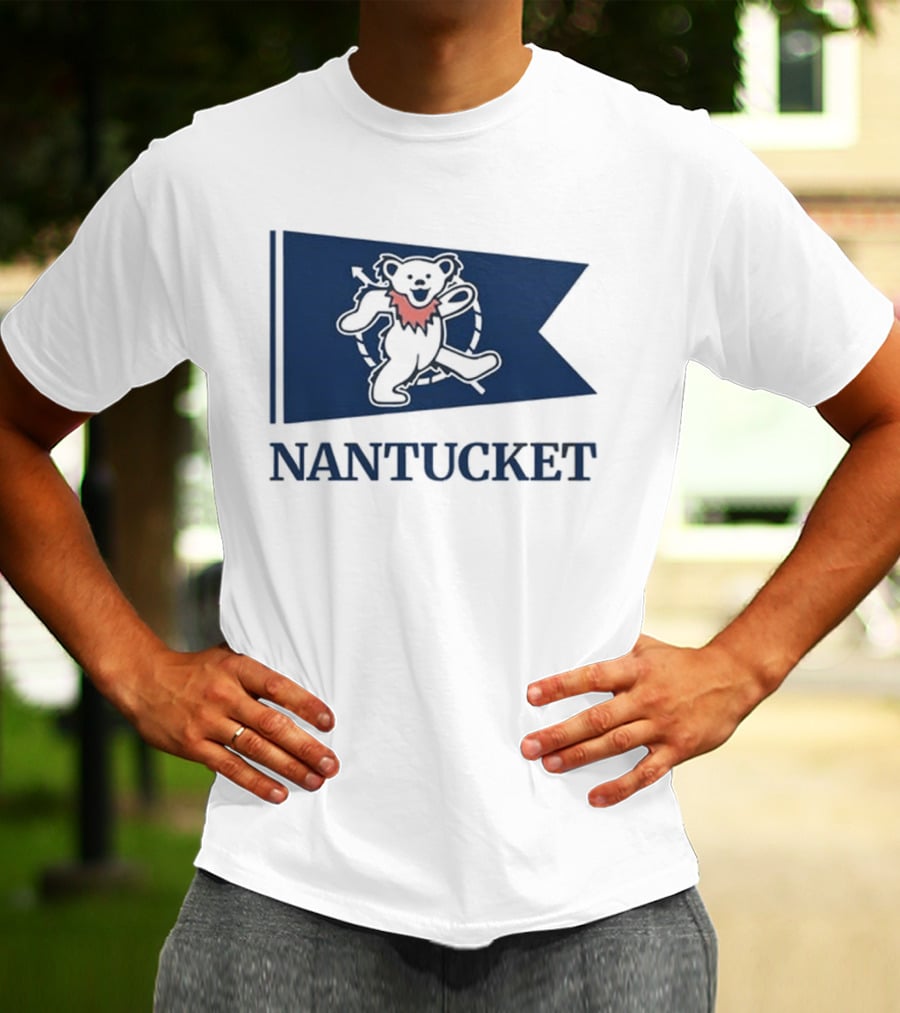 Nantucket Bear With Flag And Pink Scarf T-Shirt