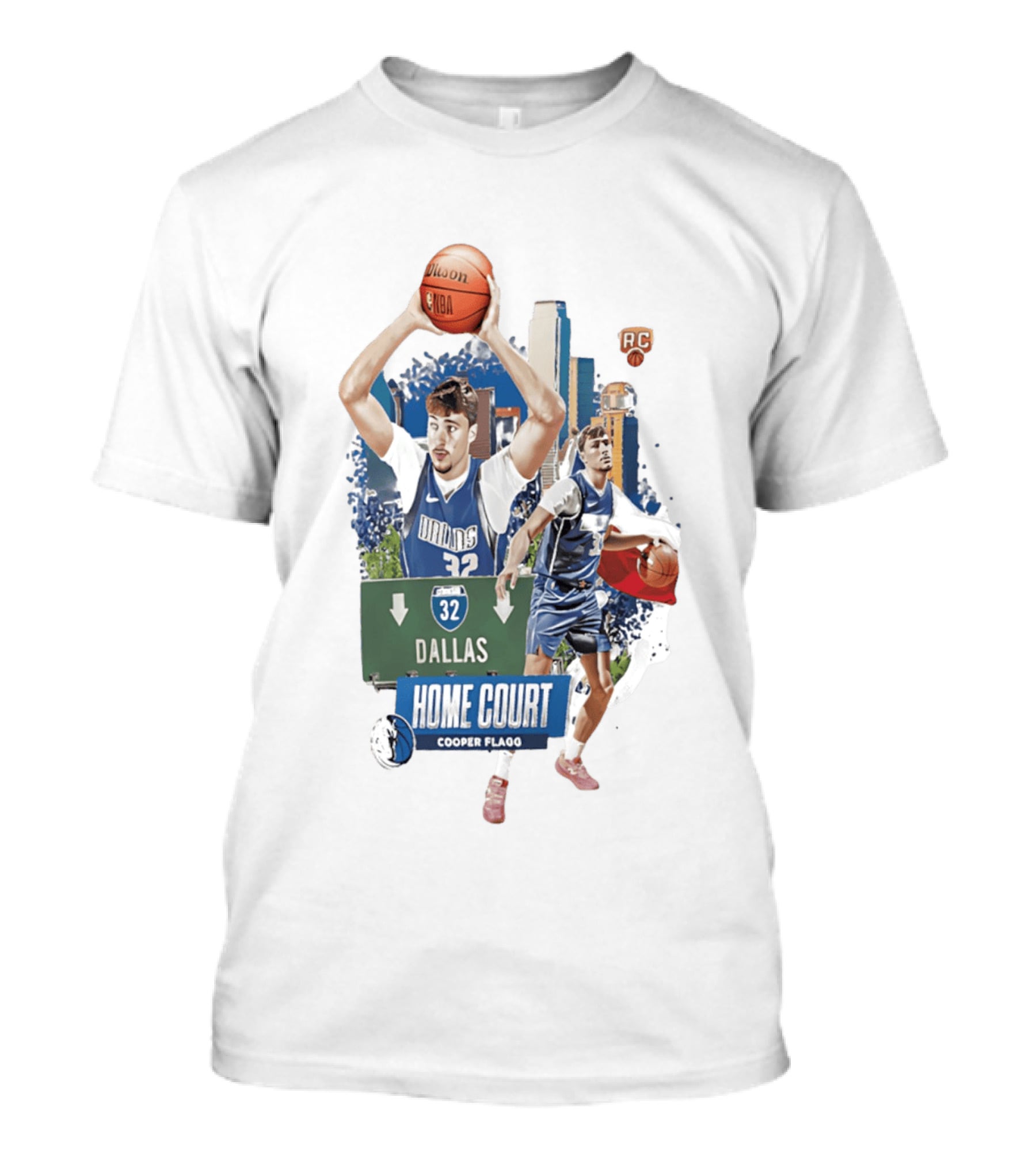 Cooper Flagg Dallas Mavericks Home Court RC 32 Basketball Player T-Shirt