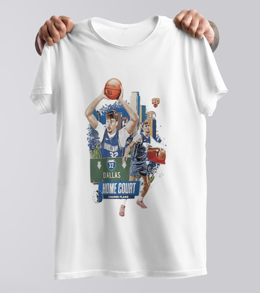 Cooper Flagg Dallas Mavericks Home Court RC 32 Basketball Player T-Shirt
