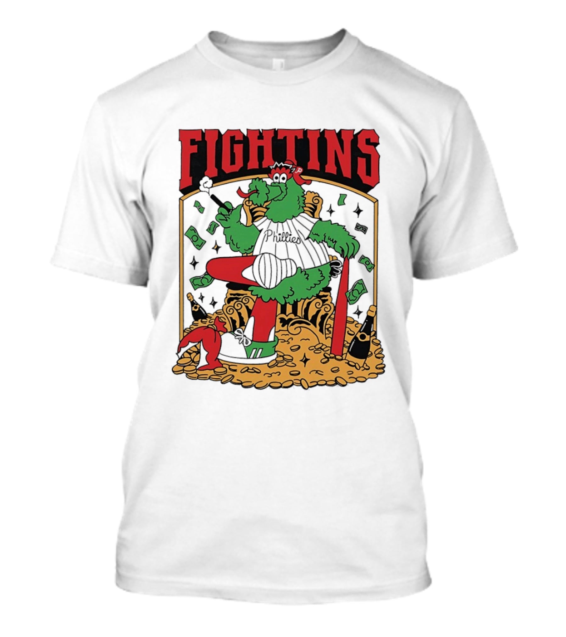 Fightins Philadelphia Phillies Phanatic Mascot Baseball Money And Champagne T-Shirt