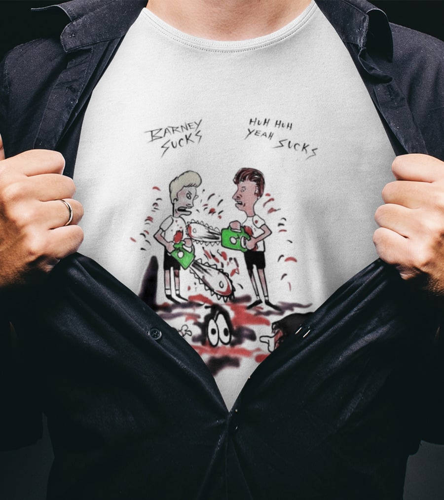 Barney Sucks Yeah Sucks Beavis And Butt Head MTV Cartoon T-Shirt