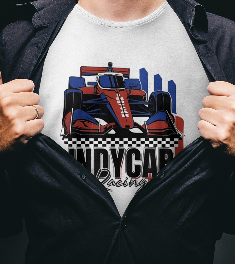 Indycar Racing Racecar Checkered Flags T-Shirt