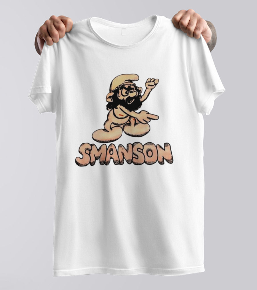 Smanson Smurf X Charles Manson Character Mashup T-Shirt
