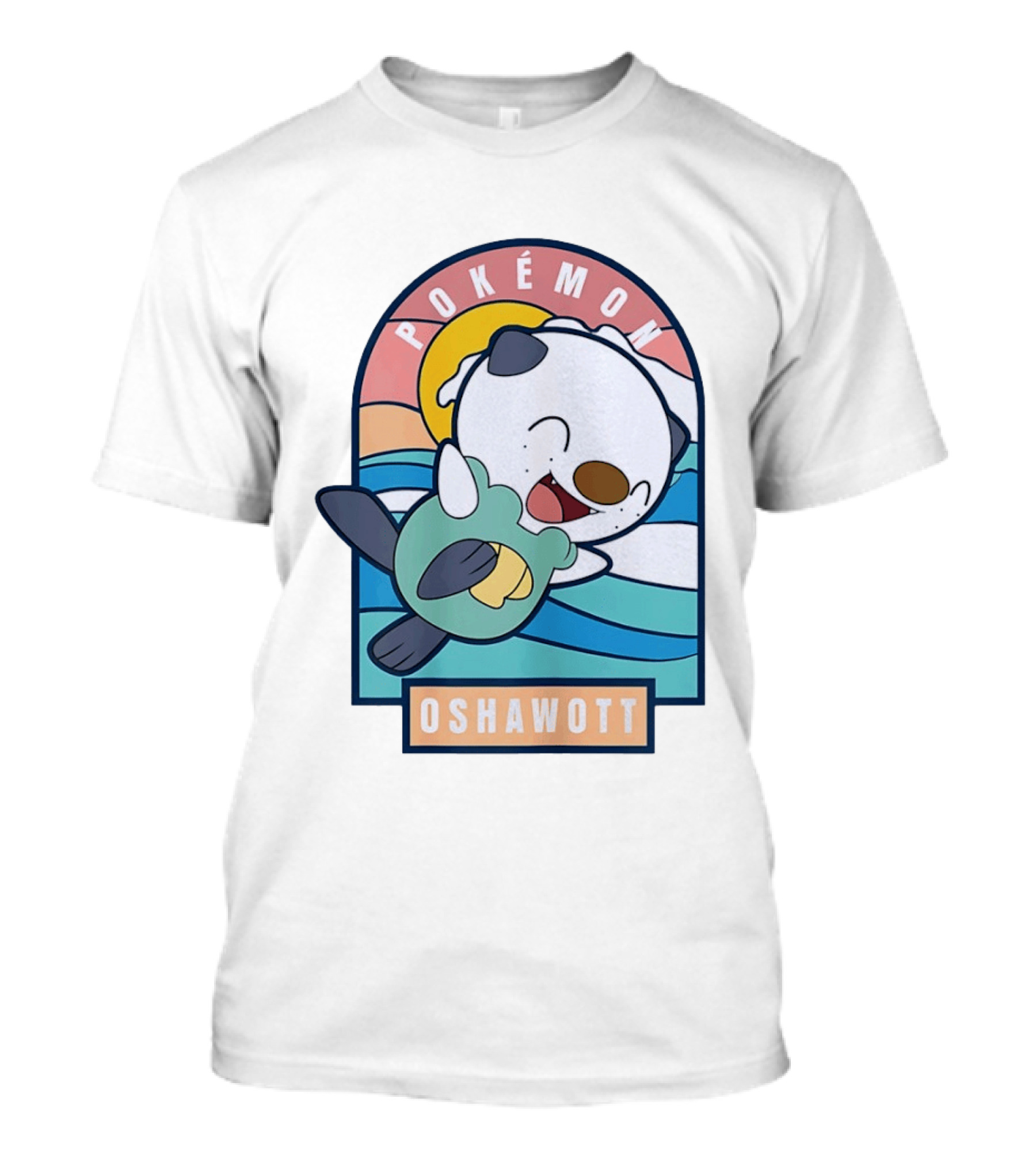 Pokémon Oshawott Playful Cartoon Wave Scene T-Shirt