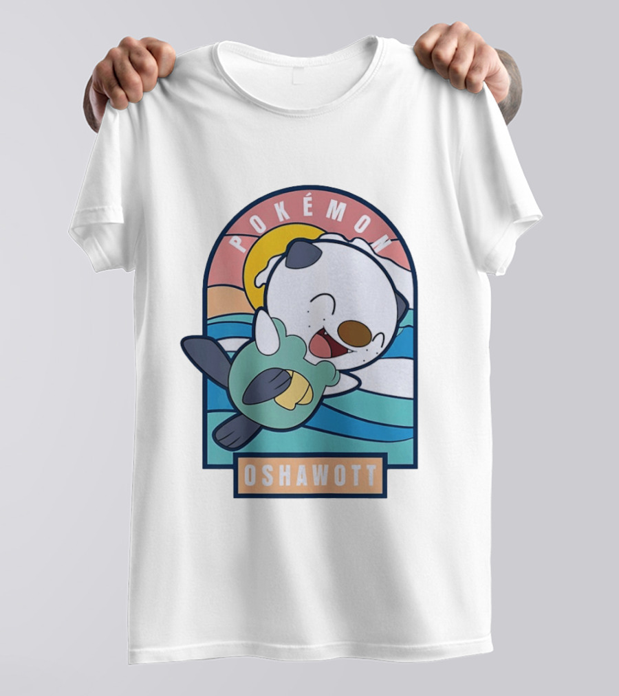 Pokémon Oshawott Playful Cartoon Wave Scene T-Shirt