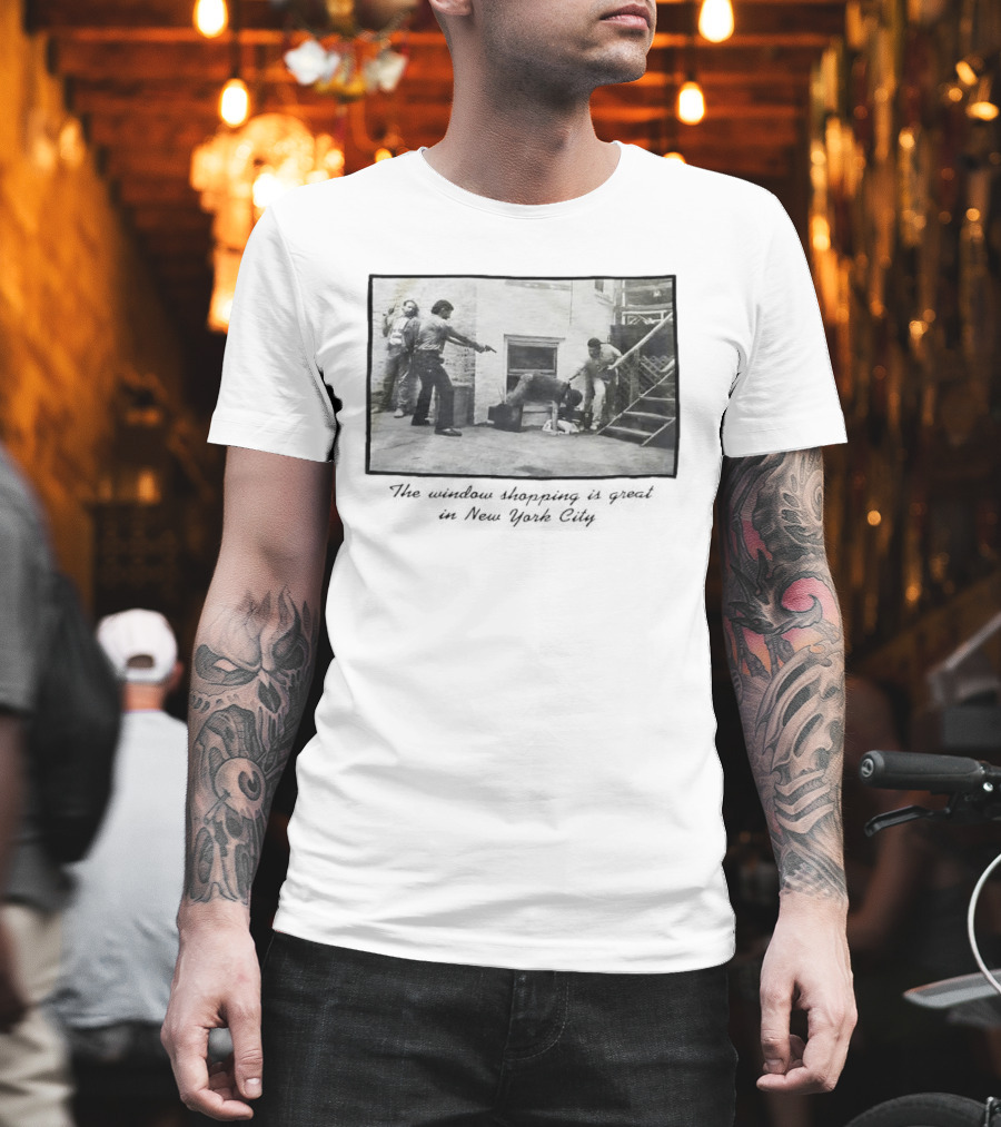 New York City Vintage Scene: Satirical Take On Urban Window Shopping T-Shirt