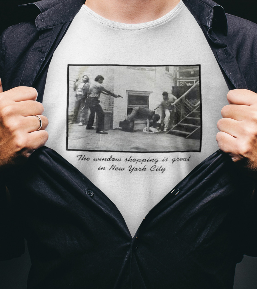 New York City Vintage Scene: Satirical Take On Urban Window Shopping T-Shirt