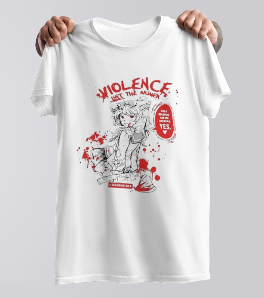 Violence Isn't The Answer It Is A Question And The Answer Is Yes Anime Blood Splatter Manga T-Shirt