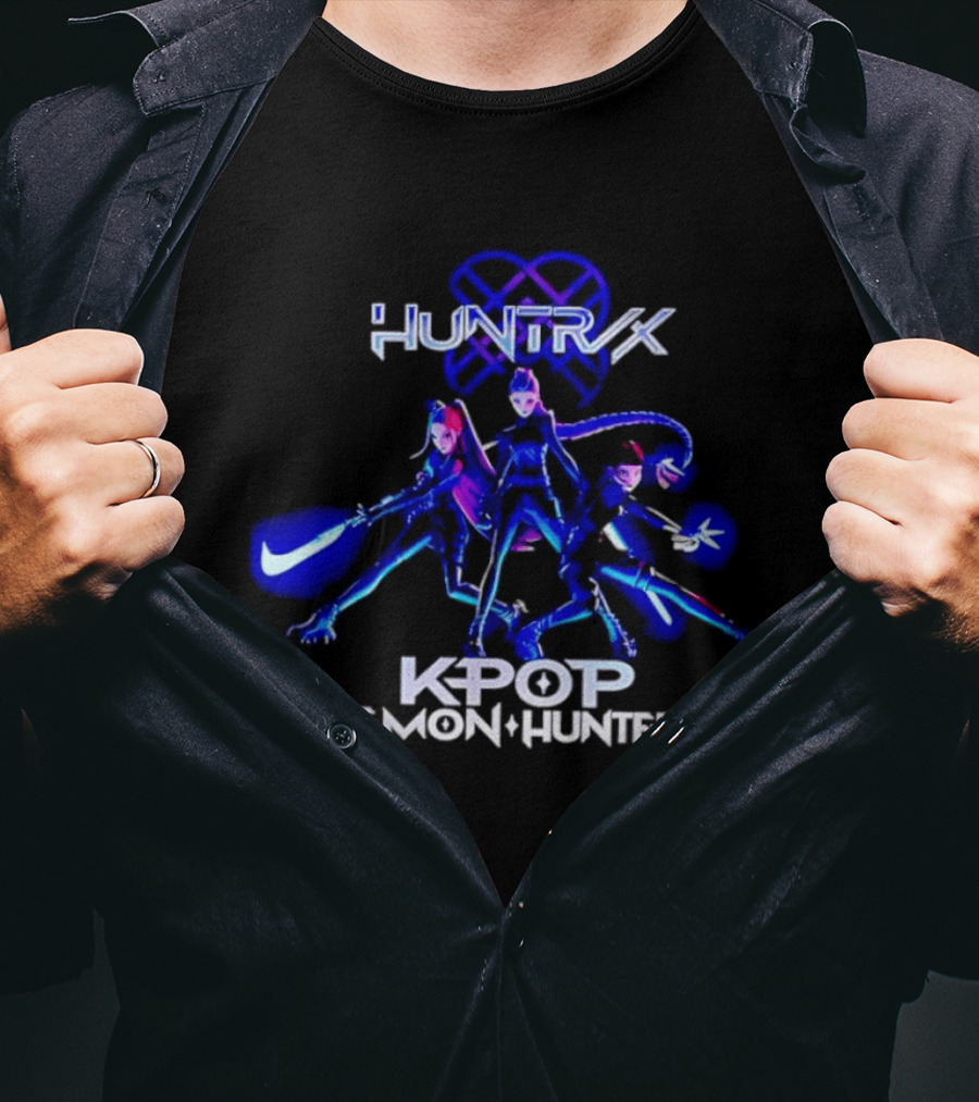 Huntrix K Pop Demon Hunters Nike Swoosh Trio Anime T-Shirt