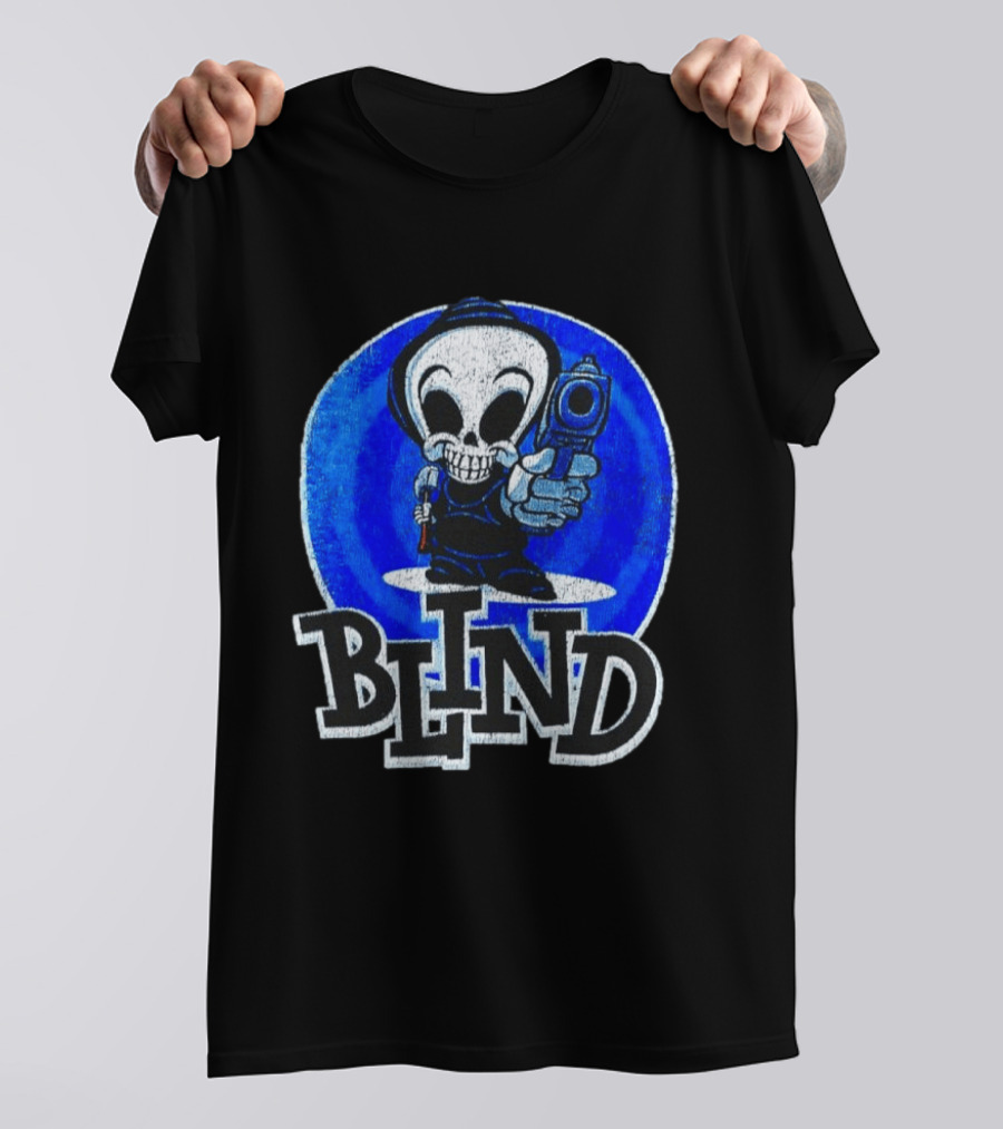 Blind Skateboards Grim Reaper Blue Circle 1990s T-Shirt