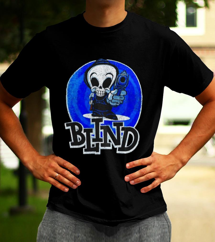 Blind Skateboards Grim Reaper Blue Circle 1990s T-Shirt
