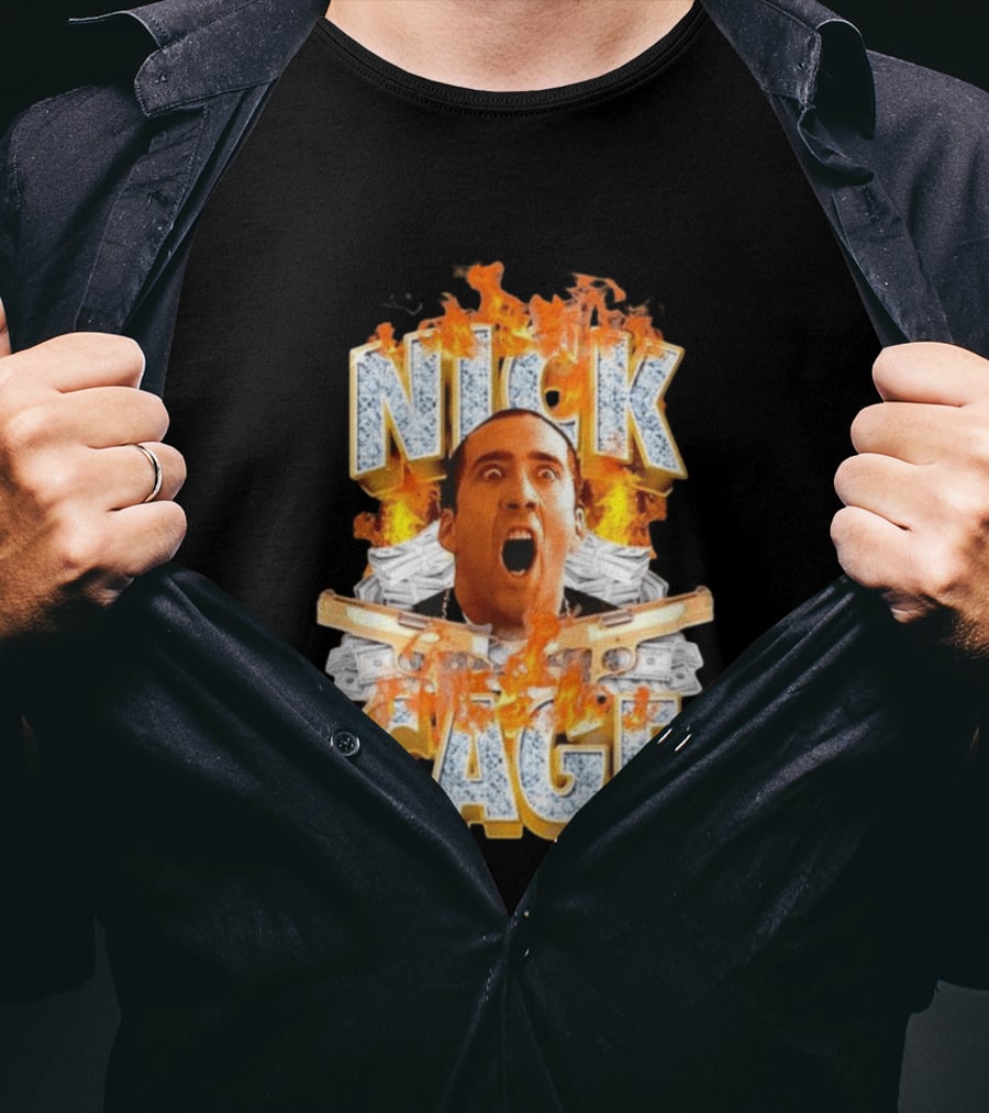 Nick Cage Castor Troy Money 90s Flames Gun Scene T-Shirt