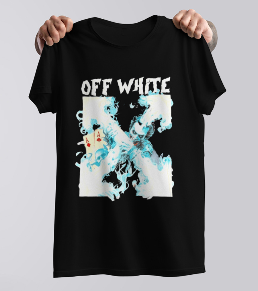 OFF WHITE Joker Blue Flame Ace Cards T-Shirt
