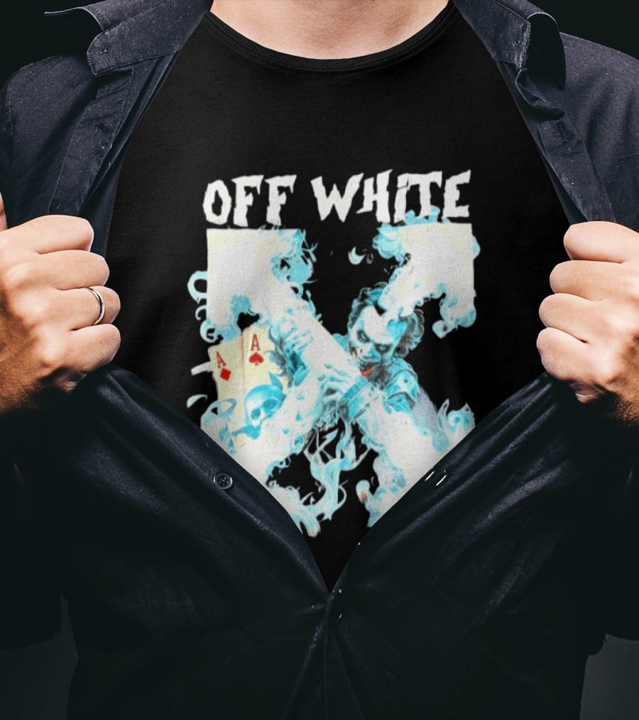 OFF WHITE Joker Blue Flame Ace Cards T-Shirt