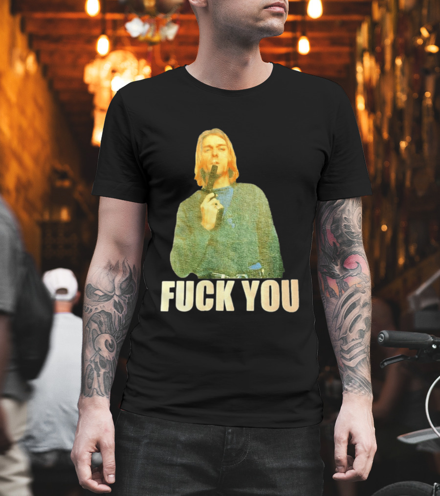 Kurt Cobain Fuck You Gun Image T-Shirt