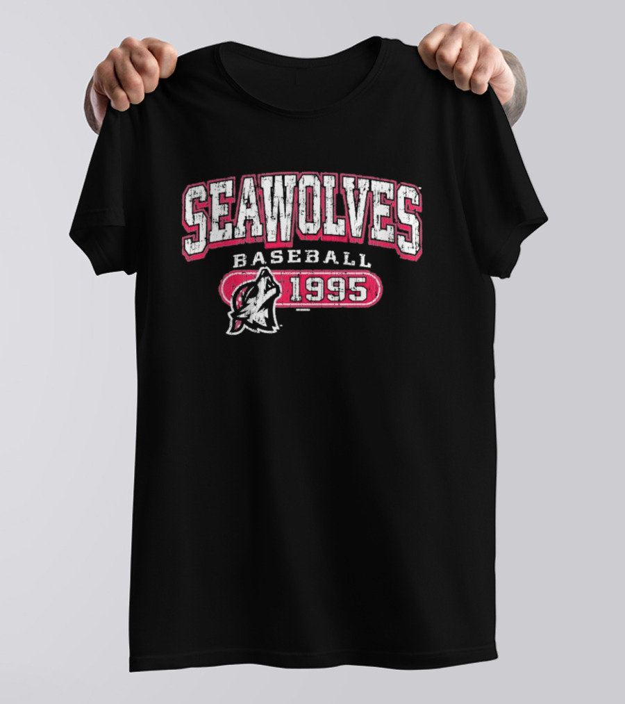 Seawolves Baseball 1995 Erie SeaWolves Wolf Head T-Shirt