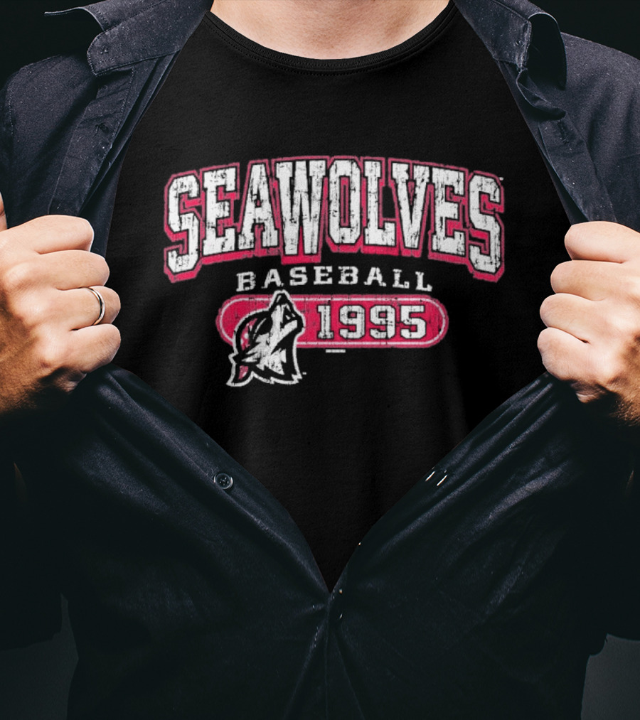 Seawolves Baseball 1995 Erie SeaWolves Wolf Head T-Shirt