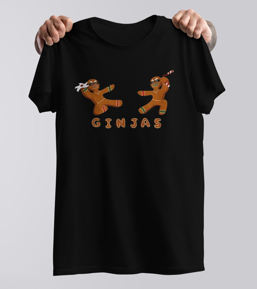 Ginjas Gingerbread Ninja Merry Christmas Holiday Fun T-Shirt