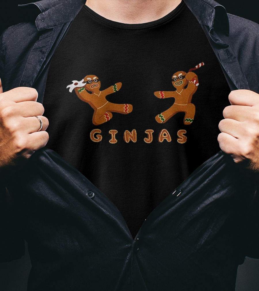 Ginjas Gingerbread Ninja Merry Christmas Holiday Fun T-Shirt