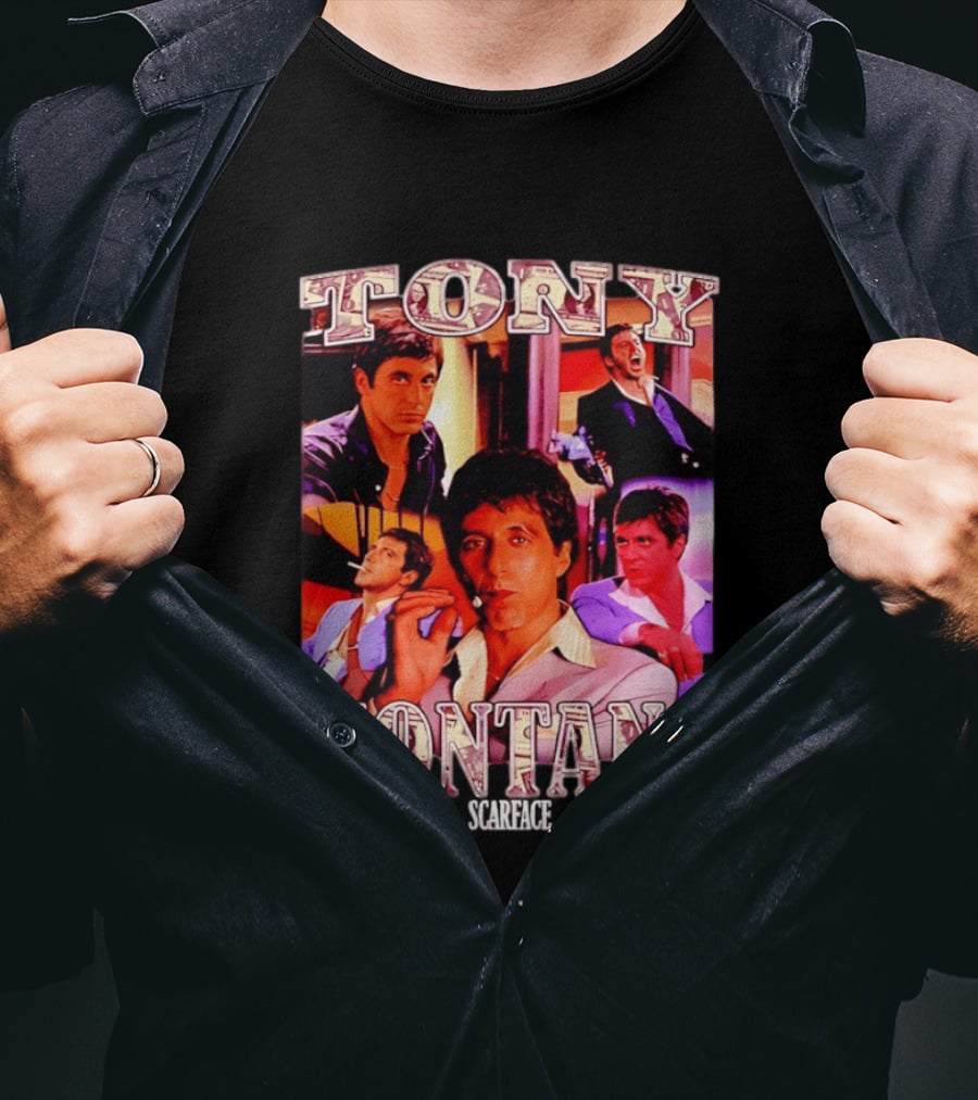 Tony Montana Scarface Movie Collage 80s Film T-Shirt