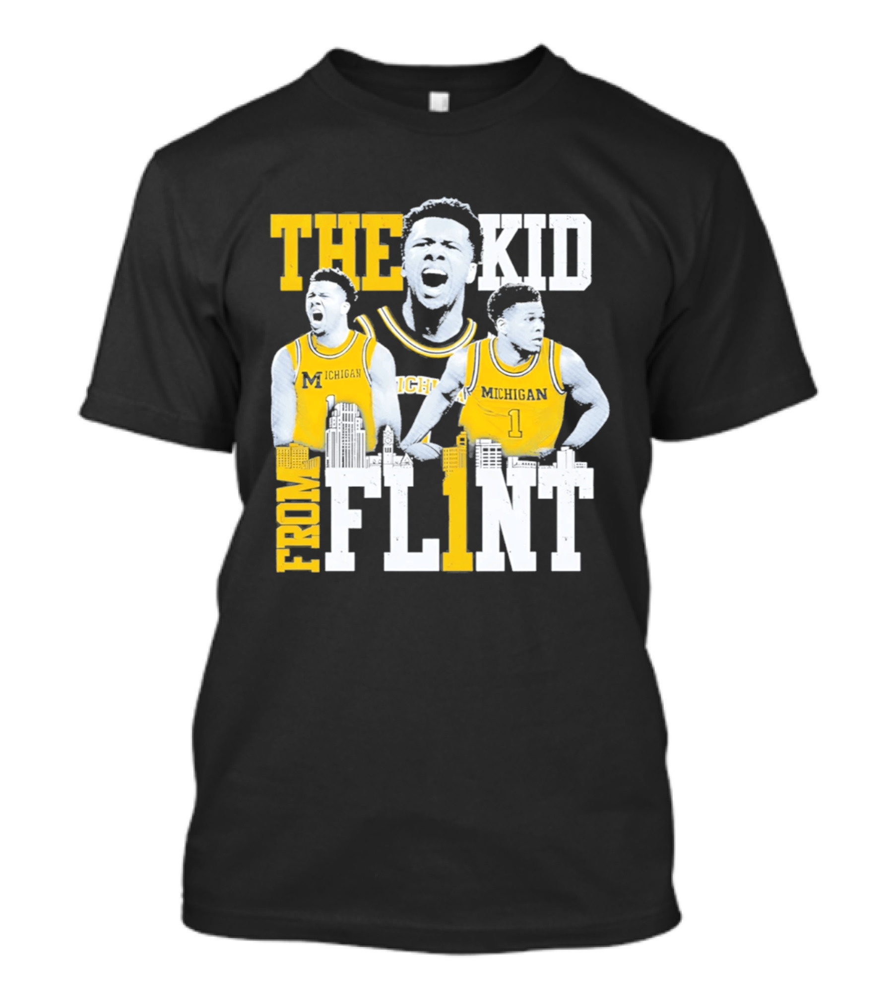 The Kid From Flint Trey McKenney Michigan Wolverines Basketball Skyline T-Shirt