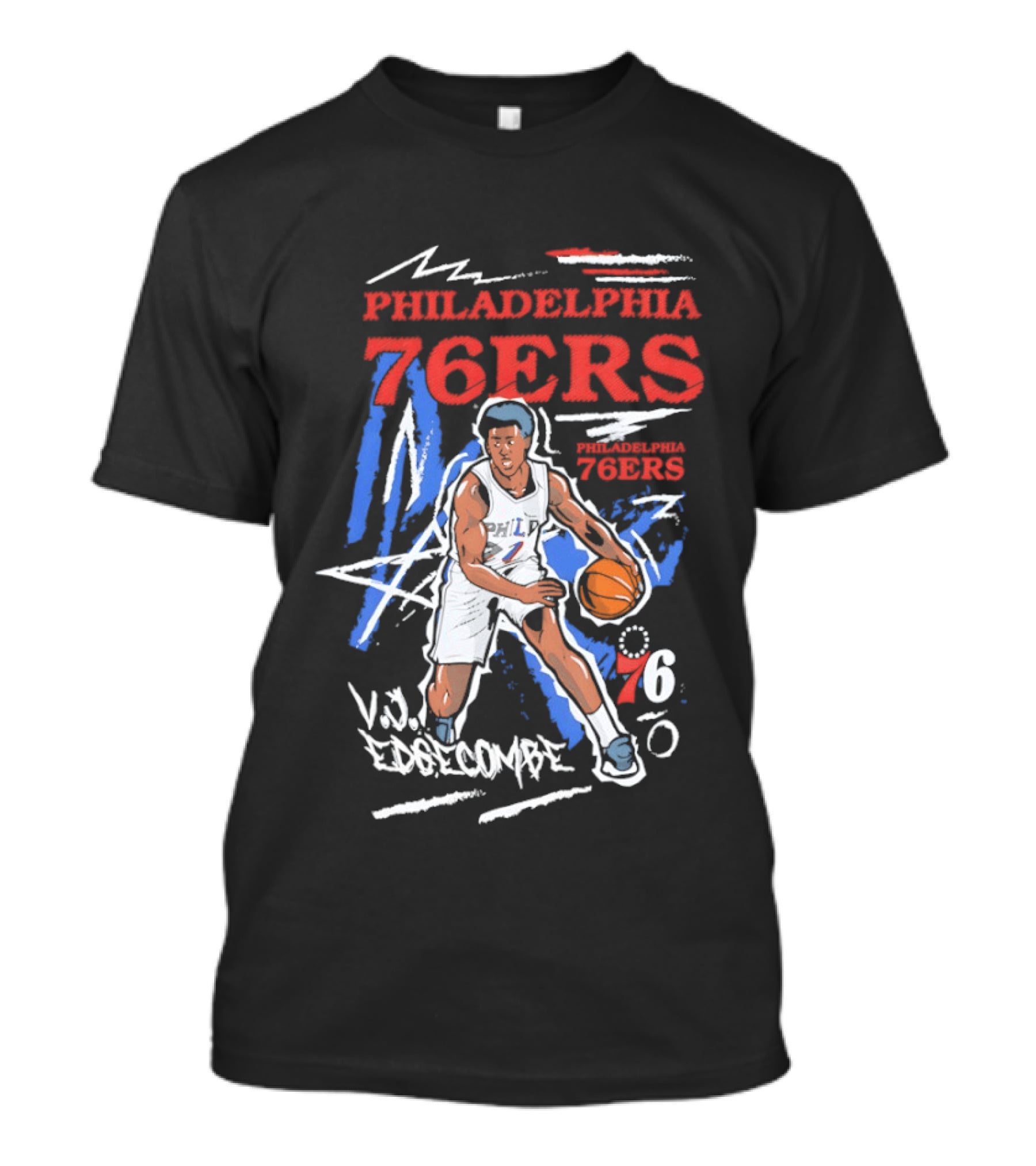 Philadelphia 76ers VJ Edgecombe NBA Player Cartoon 76 T-Shirt