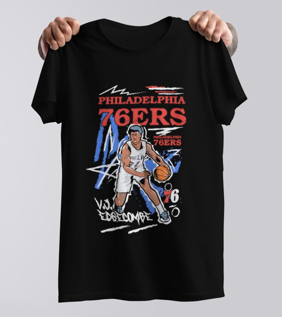 Philadelphia 76ers VJ Edgecombe NBA Player Cartoon 76 T-Shirt