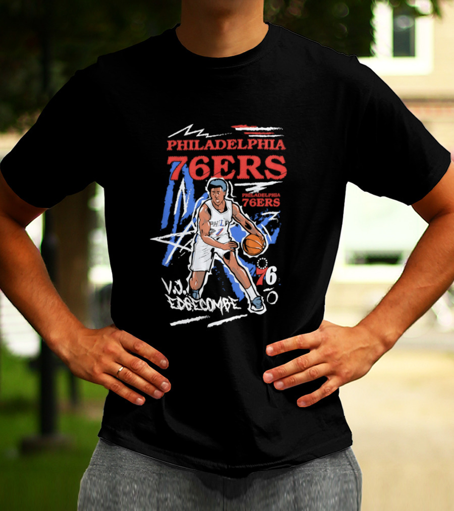 Philadelphia 76ers VJ Edgecombe NBA Player Cartoon 76 T-Shirt