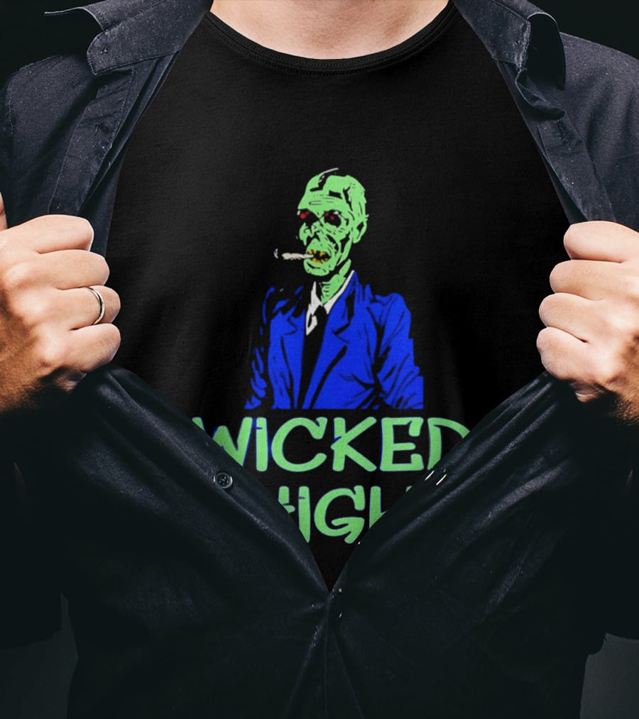Wicked High Stoned Zombie In Suit Smoking Cigarette T-Shirt