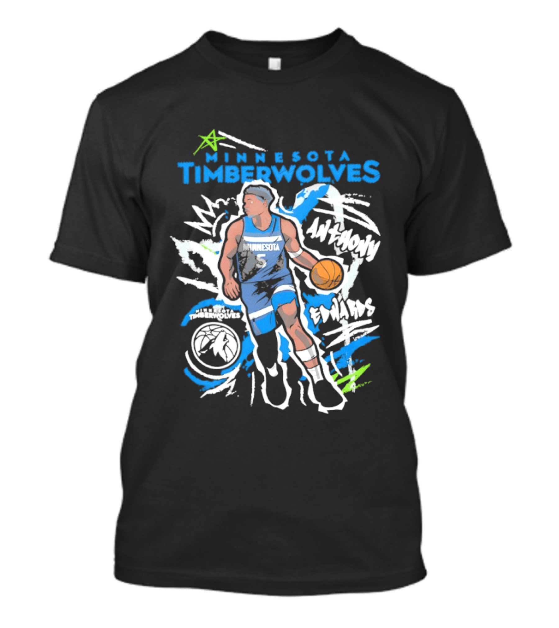Minnesota Timberwolves Anthony Edwards Basketball NBA Player 5 Cartoon T-Shirt