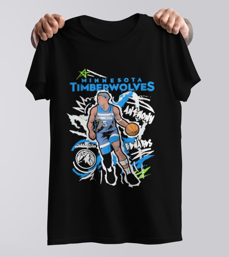 Minnesota Timberwolves Anthony Edwards Basketball NBA Player 5 Cartoon T-Shirt