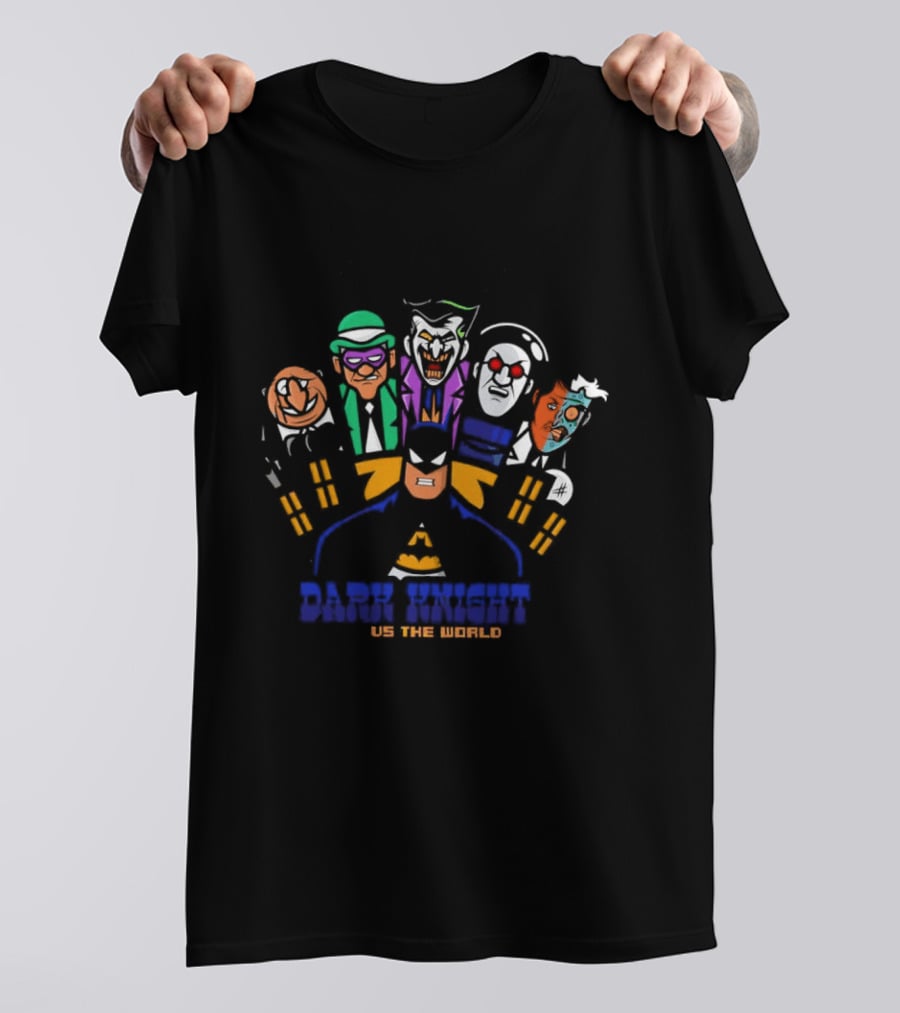 Dark Knight Vs The World Cartoon Heroes United Fighting Evil T-Shirt