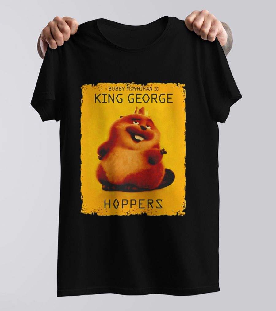 Bobby Moynihan Is King George Hoppers Smiling Cartoon Character With Crown On Orange T-Shirt